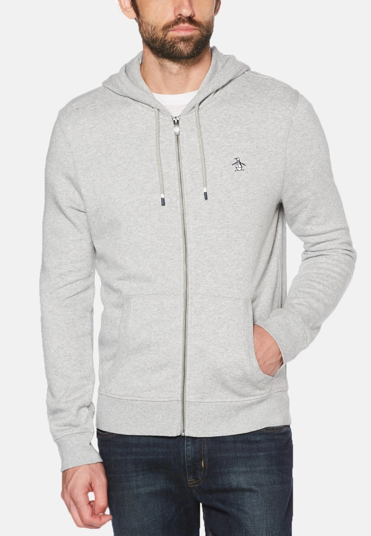 Original Penguin Sticker Pete- Sweater Met Rits - Rain Heather