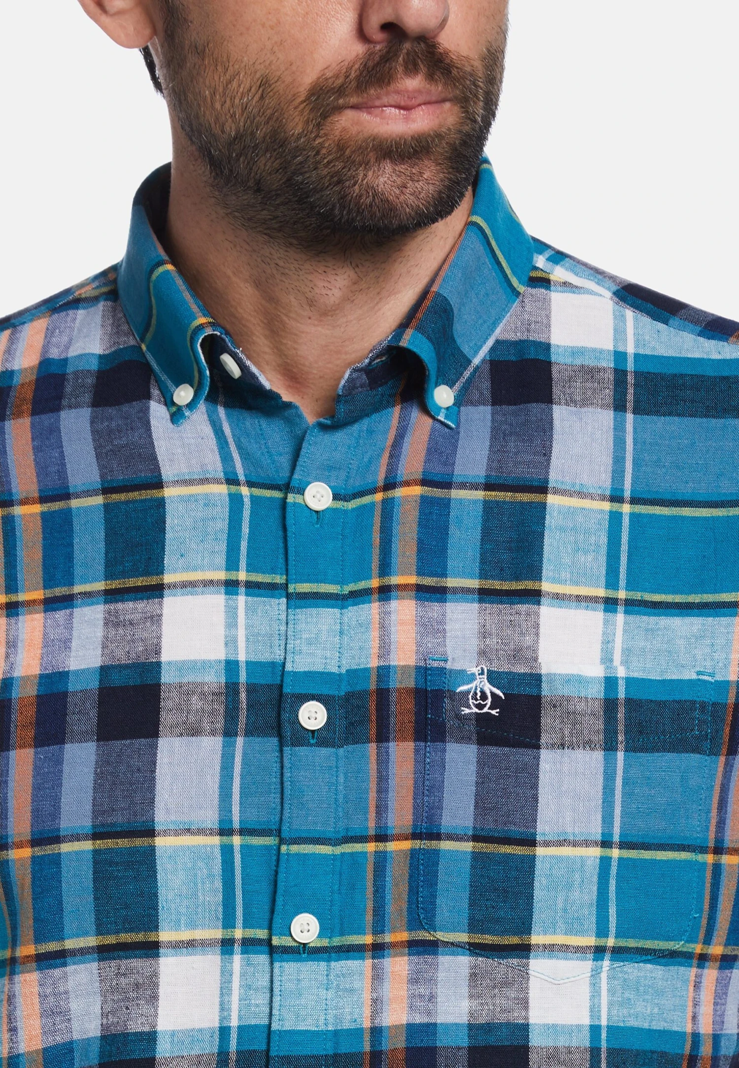 Original Penguin Plaid Short Sleeve- Overhemd - Mosaic Blue - Afbeelding 3
