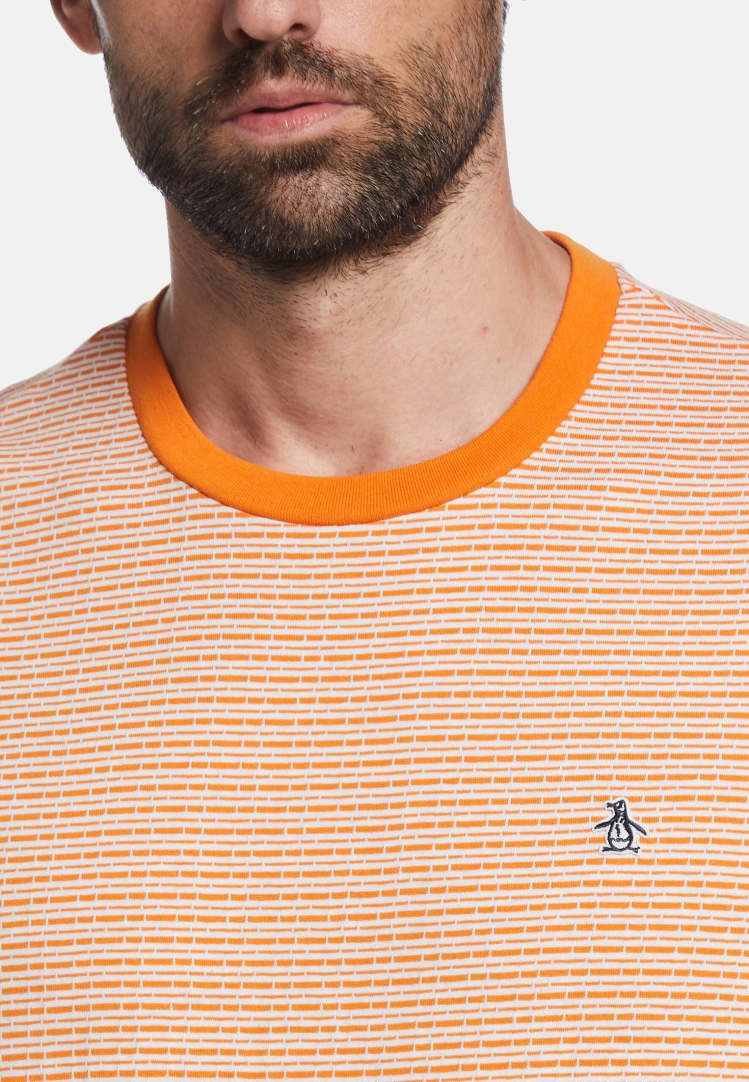 Original Penguin Jacquard Stripe- T-Shirt Print - Russet Orange - Afbeelding 3