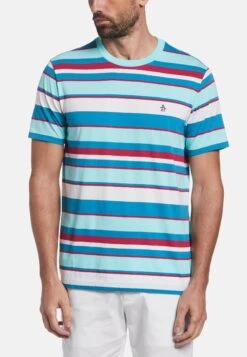 Original Penguin All Over Stripe - T-Shirt Print - Aruba Blue