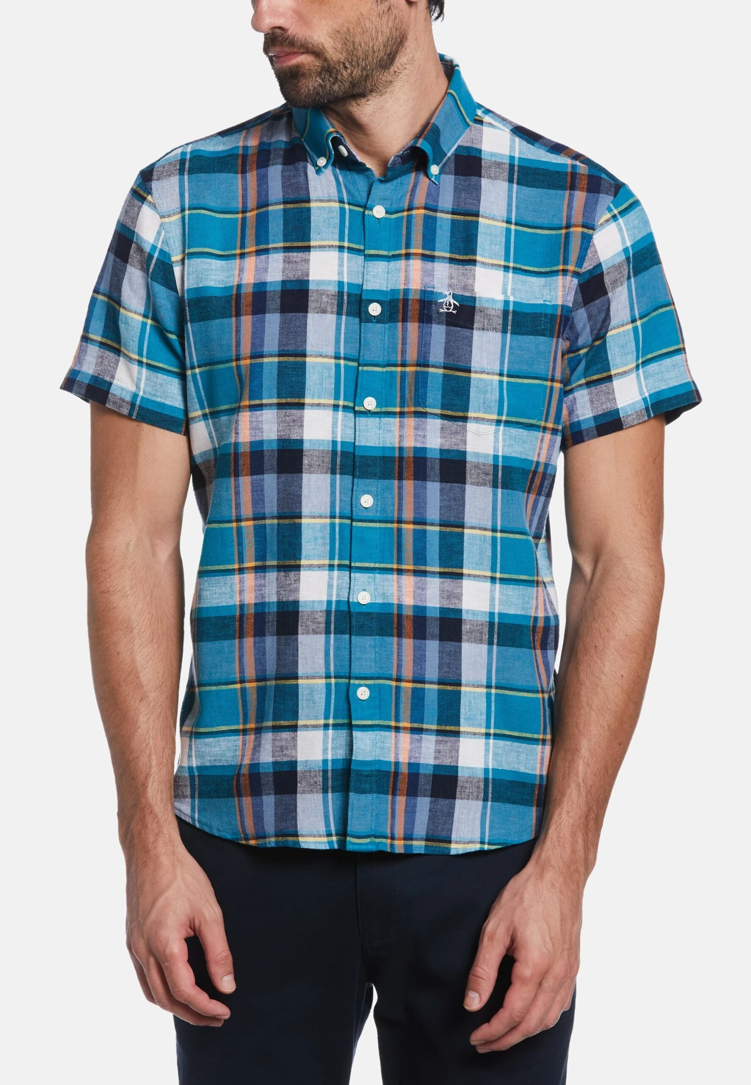 Original Penguin Plaid Short Sleeve- Overhemd - Mosaic Blue