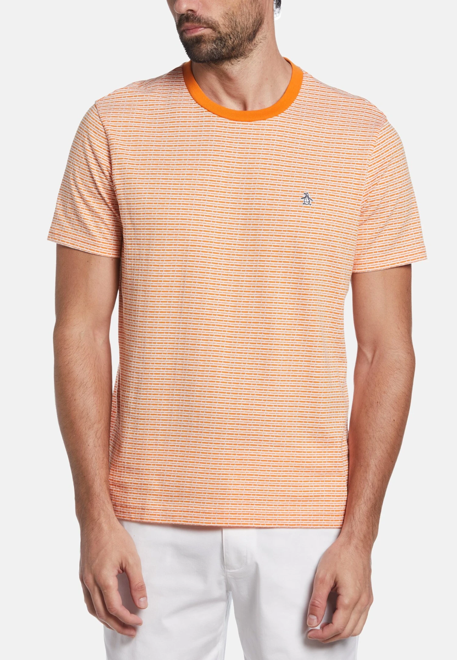 Original Penguin Jacquard Stripe- T-Shirt Print - Russet Orange