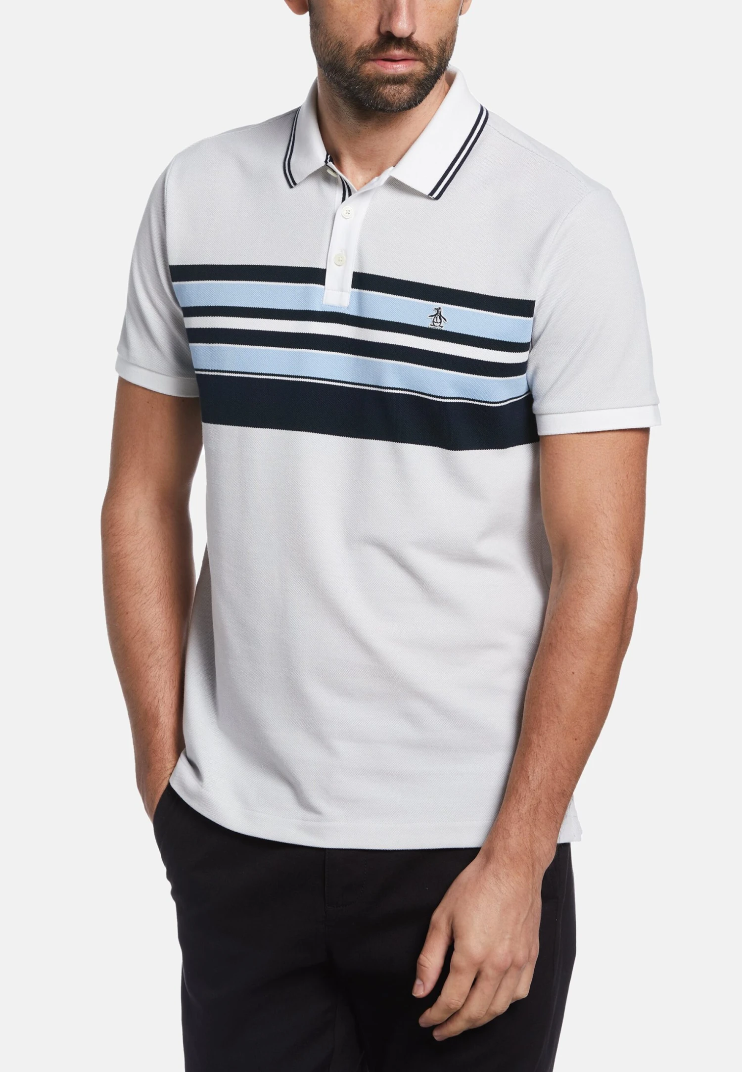 Original Penguin Chest Stripe - Poloshirt - Bright White