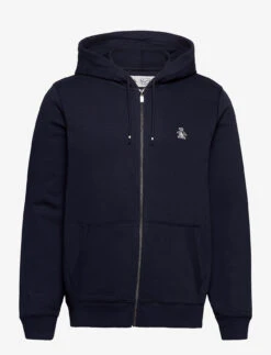 Original Penguin SMALL LOGO ZIP THROUGH HOODIE - DARK SAPPHIRE