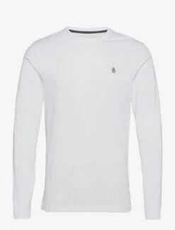 Original Penguin SMALL LOGO LONG SLEEVE T-SHIRT - BRIGHT WHITE