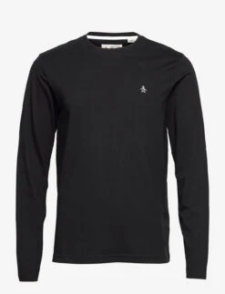 Original Penguin SMALL LOGO LONG SLEEVE T-SHIRT - TRUE BLACK