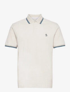 Original Penguin TIPPED COLLAR PIQUE POLO SHIRT - LIGHT GREY MELANGE