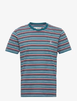 Original Penguin KNT FASH TEE STRIPE - BLUE CORAL