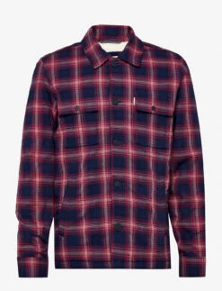 Original Penguin CHECK SHERPA LINED JACKET - DARK SAPPHIRE