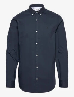 Original Penguin Long Sleeved Cotton Poplin Shirt - DARK SAPPHIRE
