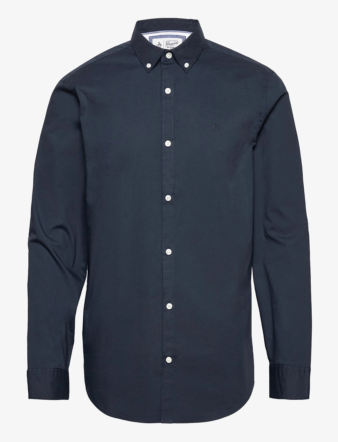Original Penguin Long Sleeved Cotton Poplin Shirt - DARK SAPPHIRE