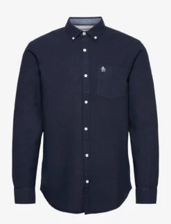 Original Penguin Long Sleeved Cotton Oxford Shirt - DARK SAPPHIRE